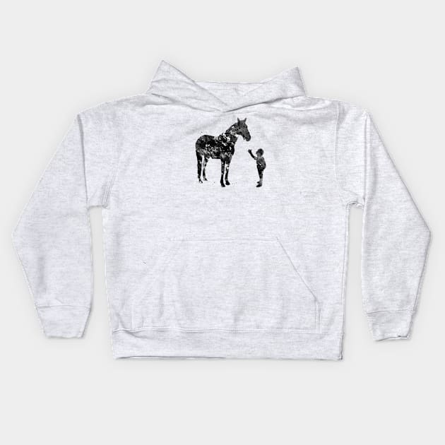 Little boy with horse Kids Hoodie by erzebeth